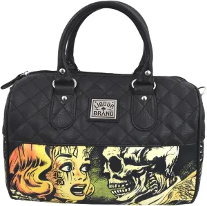 Horror B Movie Cartoon Small Satchel Purse Crossbody Bag, Faux Leather, Vintage-Inspired Print, Foam Padding