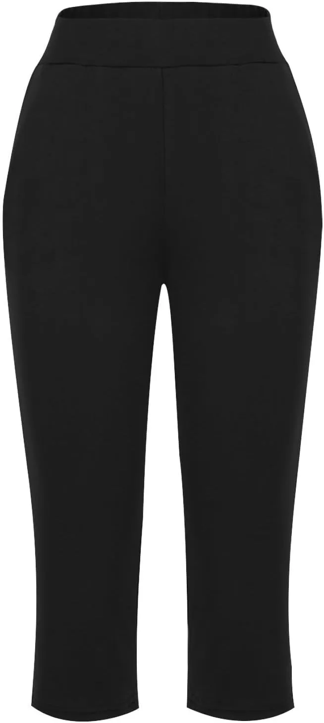 Hvyesh Capri Pants for Women Summer Business Casual Pull On Womens Capris with Pockets