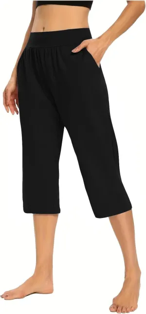 Hvyesh Capri Pants for Women Summer Business Casual Pull On Womens Capris with Pockets