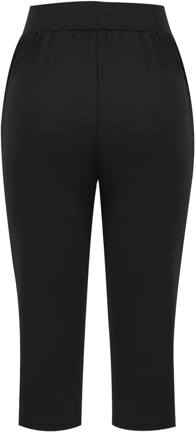 Hvyesh Capri Pants for Women Summer Business Casual Pull On Womens Capris with Pockets