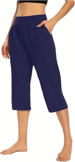 Hvyesh Capri Pants for Women Summer Business Casual Pull On Womens Capris with Pockets