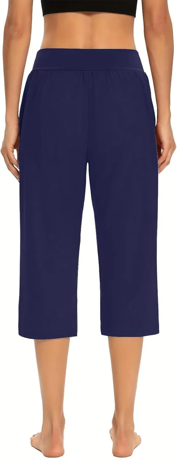 Hvyesh Capri Pants for Women Summer Business Casual Pull On Womens Capris with Pockets
