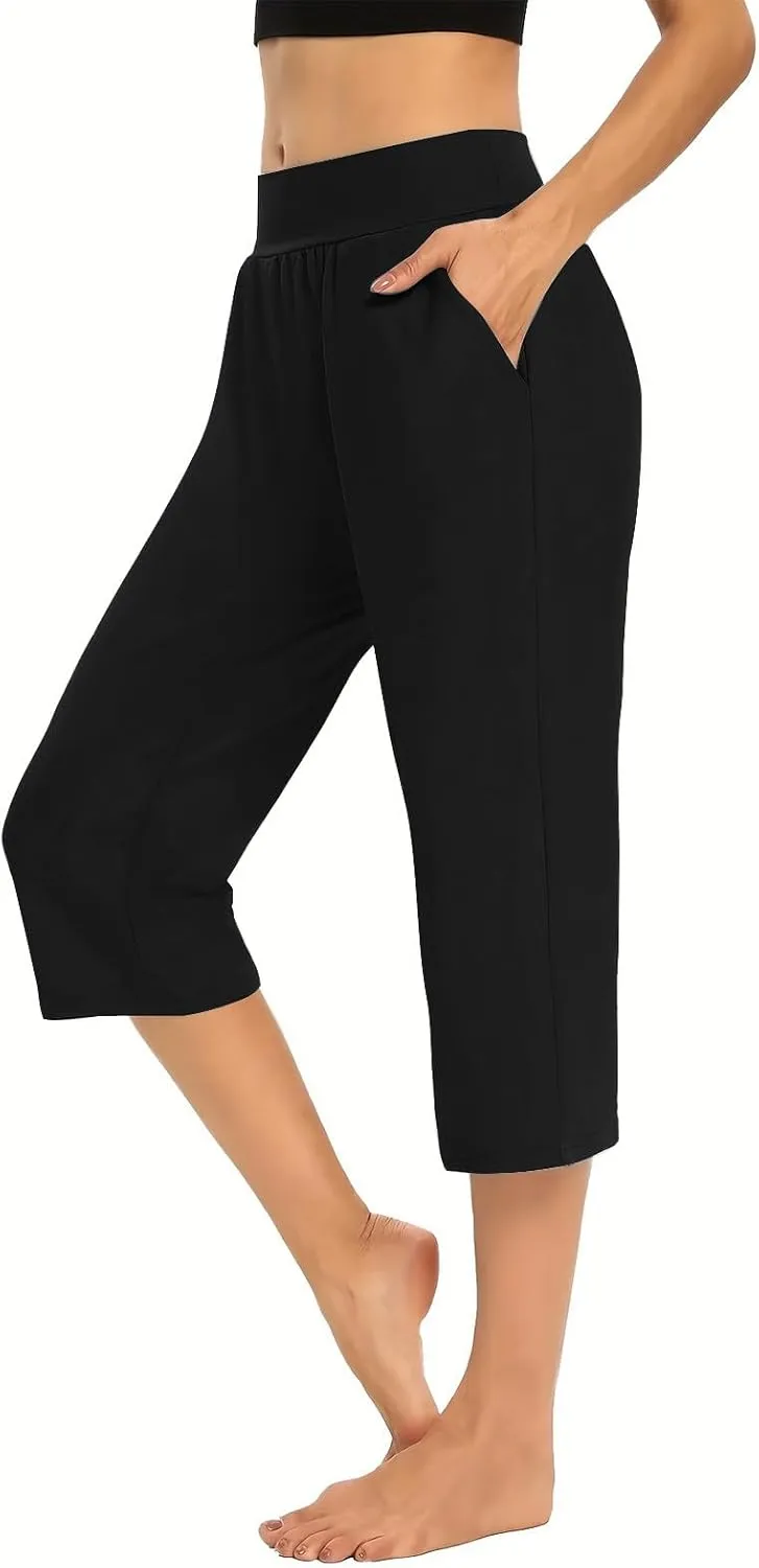 Hvyesh Capri Pants for Women Summer Business Casual Pull On Womens Capris with Pockets
