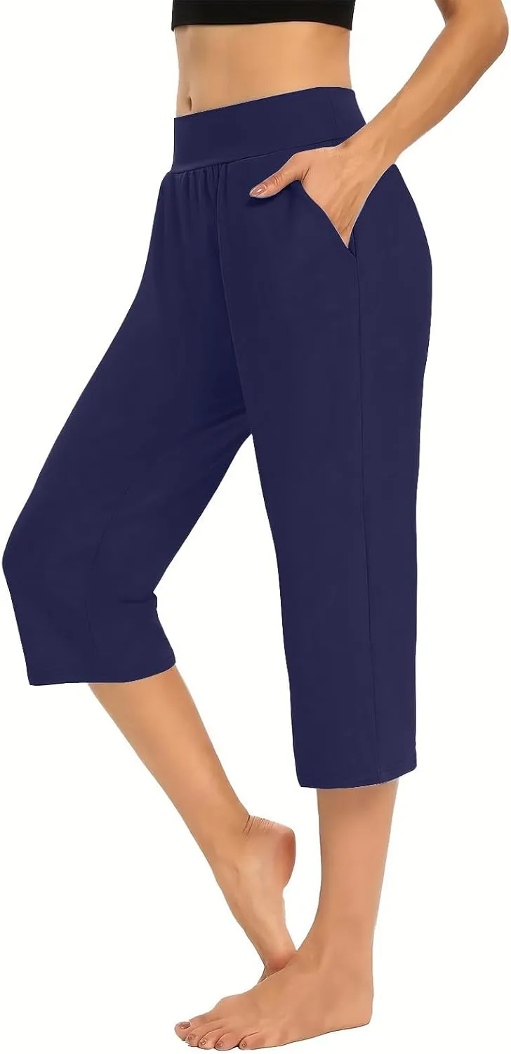Hvyesh Capri Pants for Women Summer Business Casual Pull On Womens Capris with Pockets