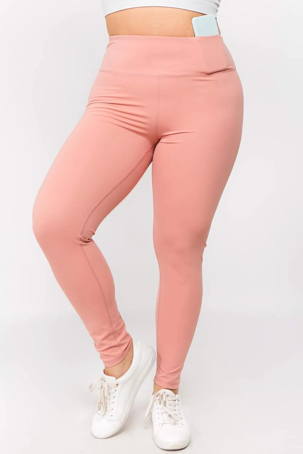 ICONOFLASH Women's Active Tummy Control High Waist Leggings - Yoga Workout Pants with Phone Pocket - Plus Size Options