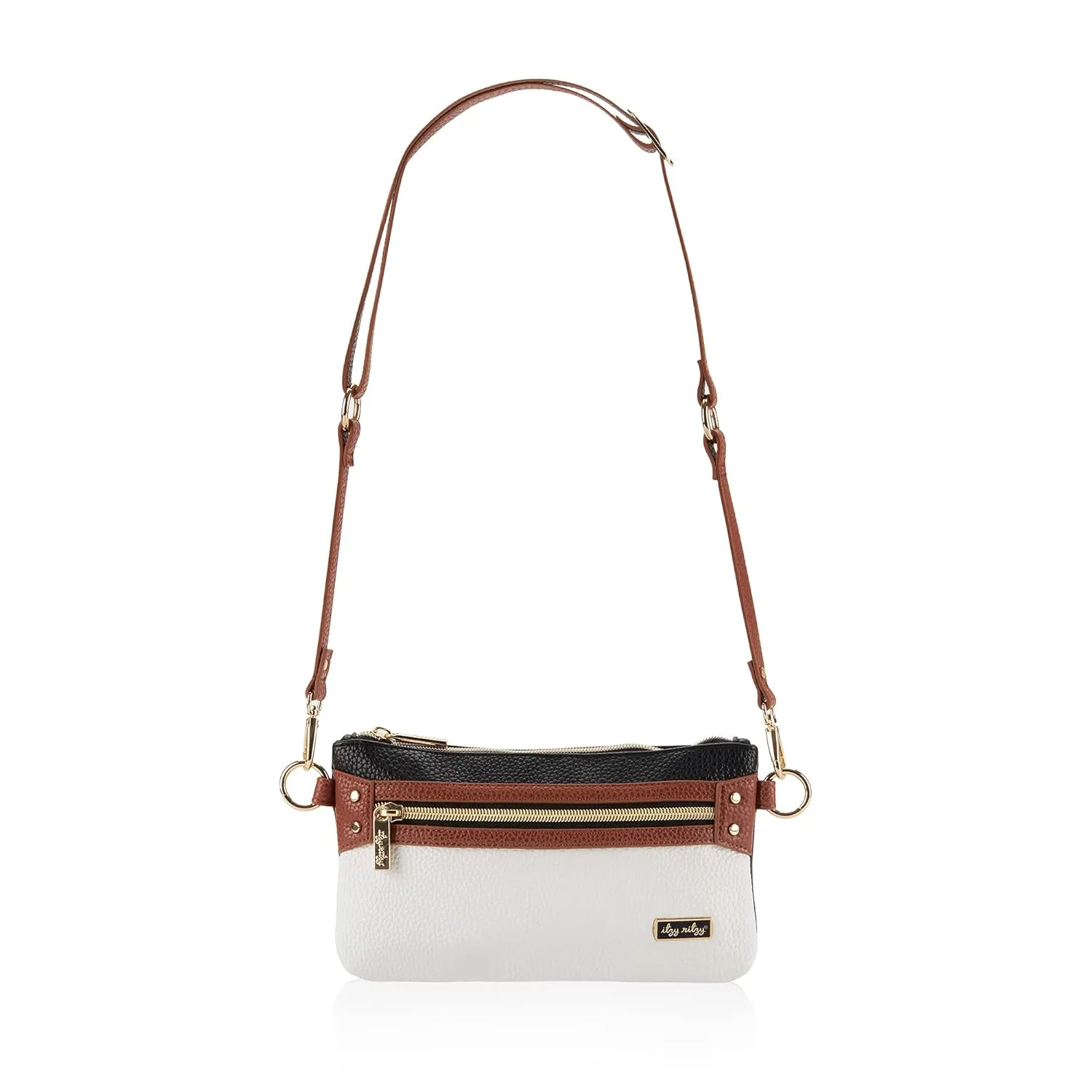 Itzy Ritzy Boss Pouch Wristlet, Crossbody Clutch & Belt Bag - Clutch Purse for Women - Includes Crossbody Strap & Wristlet Strap - Features 6 Card Slots & 2 Zippered Pockets (Coffee & Cream)