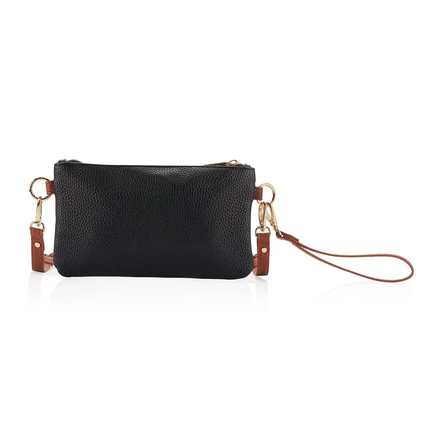 Itzy Ritzy Boss Pouch Wristlet, Crossbody Clutch & Belt Bag - Clutch Purse for Women - Includes Crossbody Strap & Wristlet Strap - Features 6 Card Slots & 2 Zippered Pockets (Coffee & Cream)