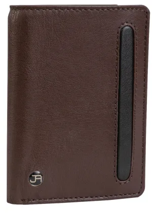 Jack Abrahams Goat Nappa Leather Tri-Fold Wallet Brown/Black