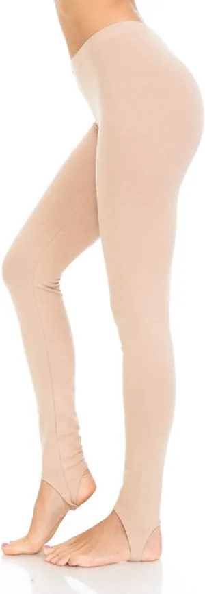 JJJ Women's Solid Cotton Spandex Jersey Stirrup Leggings - Runs Small
