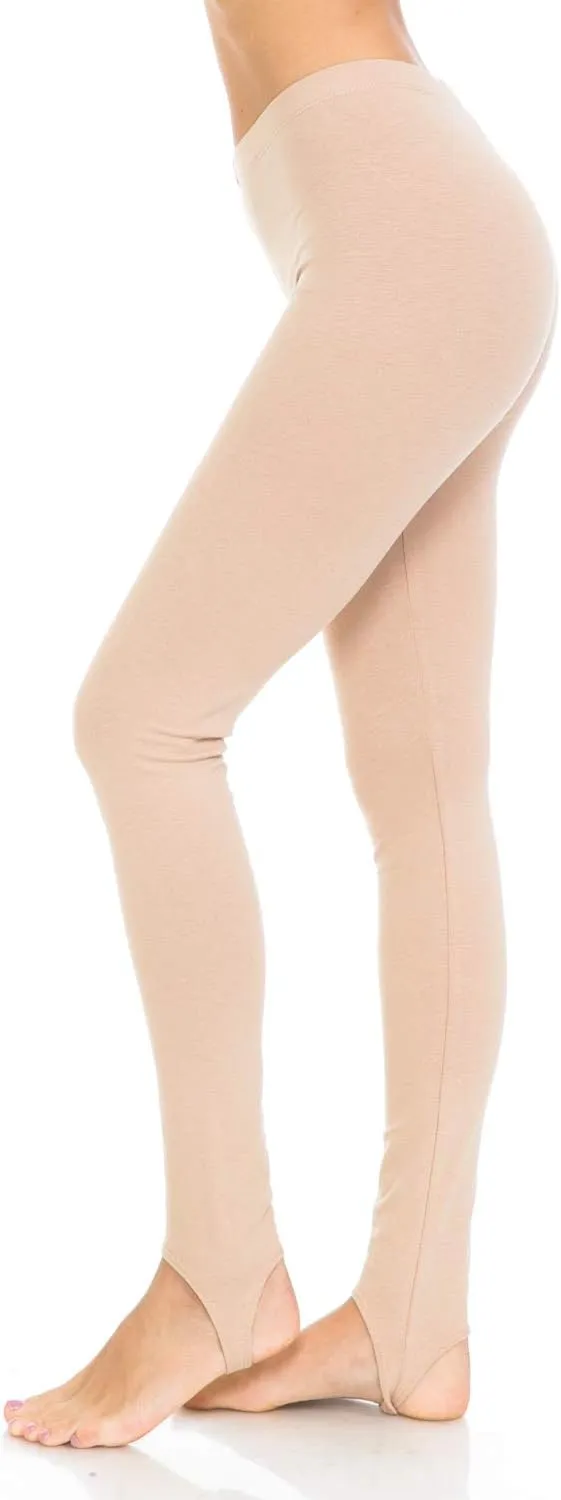 JJJ Women's Solid Cotton Spandex Jersey Stirrup Leggings - Runs Small