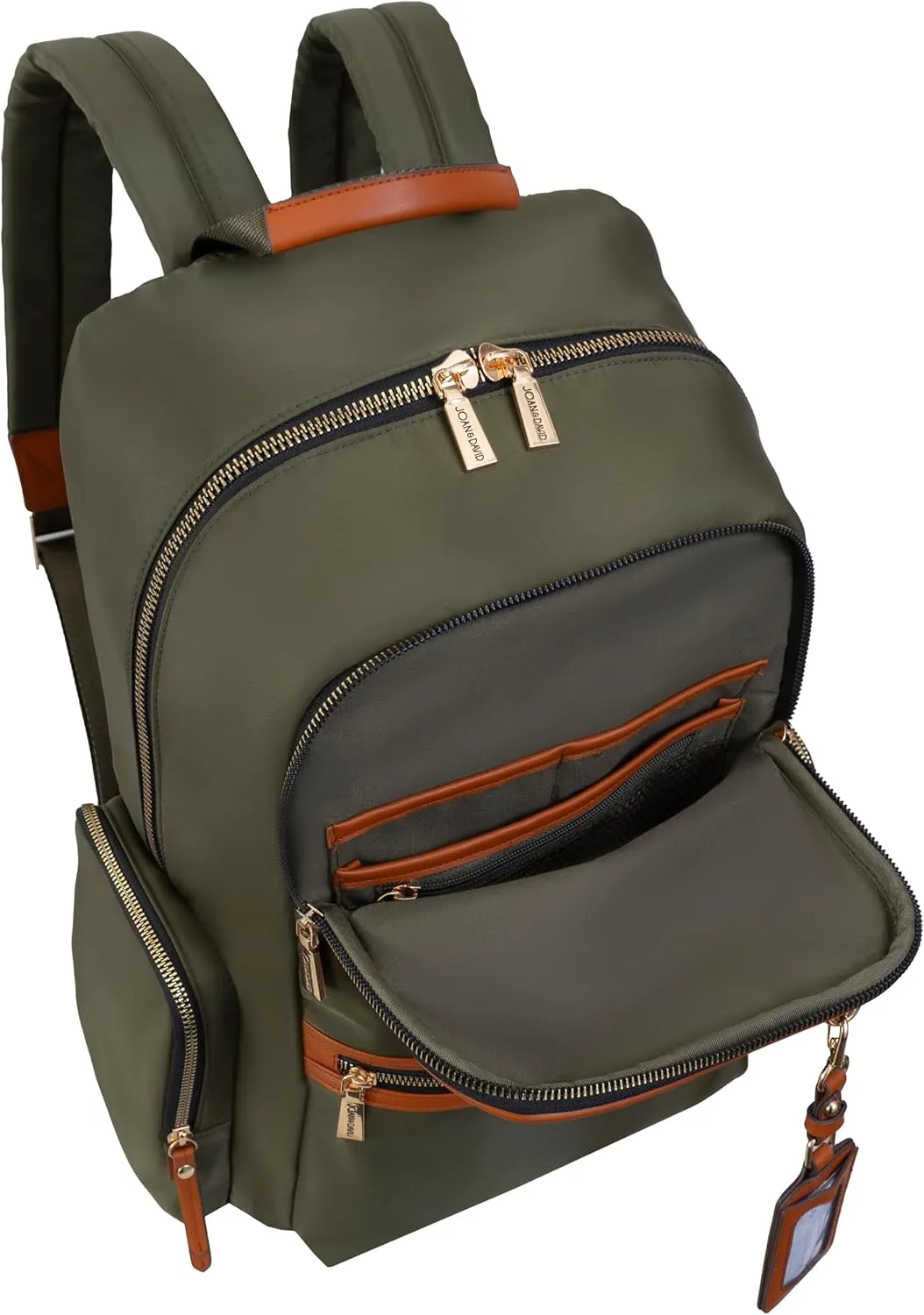Joan & David 18 Inch Twill Nylon Travel Workbook Backpack (Dark Army Green)