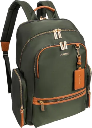 Joan & David 18 Inch Twill Nylon Travel Workbook Backpack (Dark Army Green)