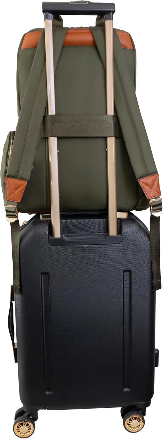 Joan & David 18 Inch Twill Nylon Travel Workbook Backpack (Dark Army Green)
