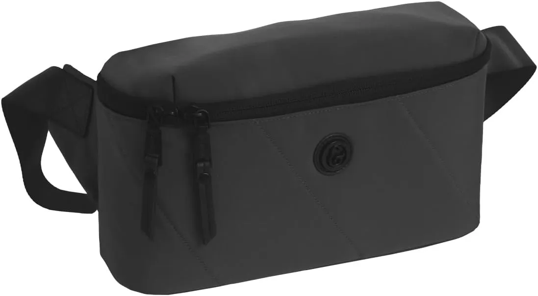 Joan & David Collection 15" Passport Sling Travel Pouch Bag with Zip Pocket Adjustable Straps Cell Phone Pockets & TSA Approved Bottles (Black) (Black)