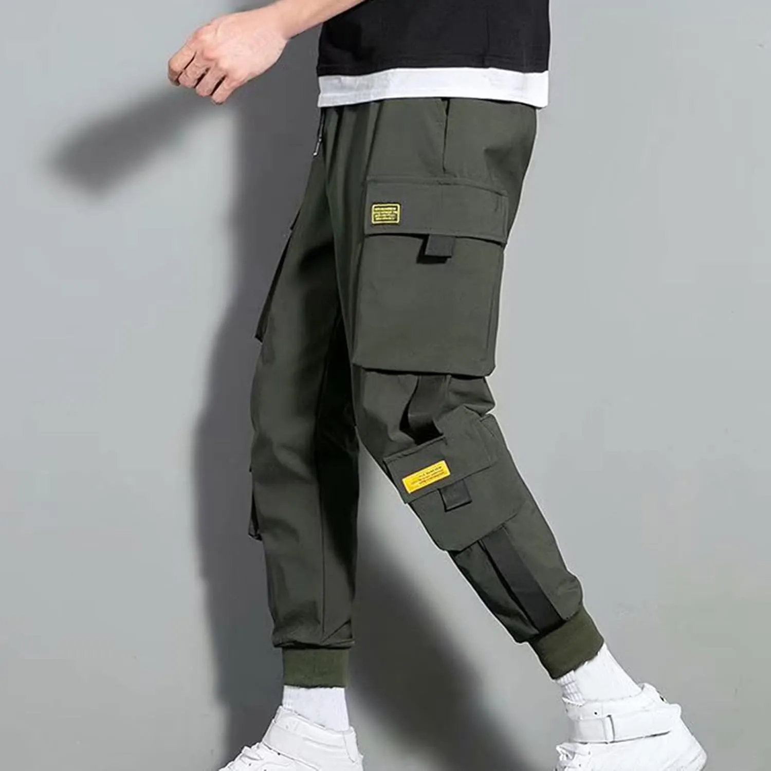 Jogger Pants for Men 2023 Casual Drawstring Elastic Waist Multi Pockets Cargo Pants Loose Beam Feet Sweatpants