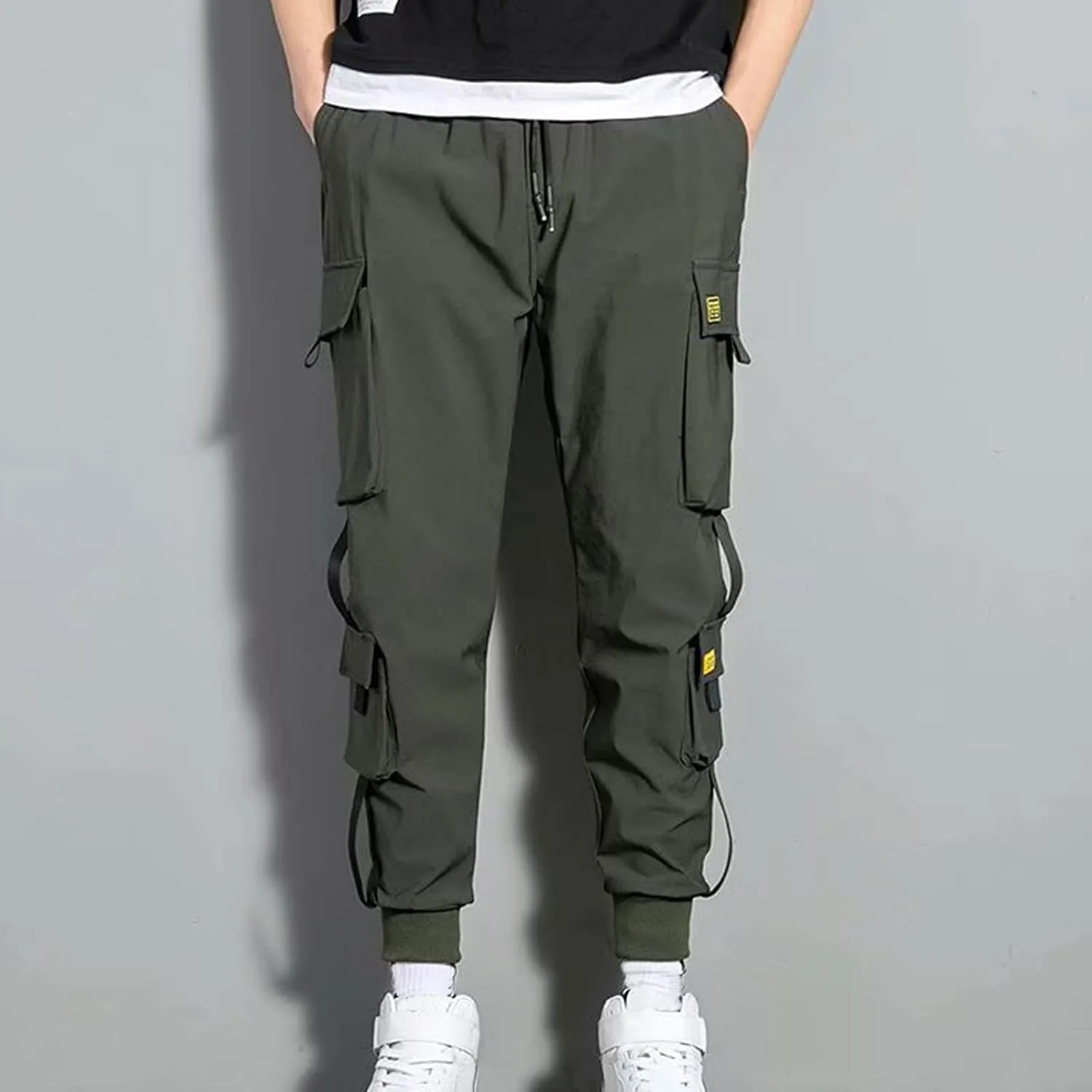 Jogger Pants for Men 2023 Casual Drawstring Elastic Waist Multi Pockets Cargo Pants Loose Beam Feet Sweatpants
