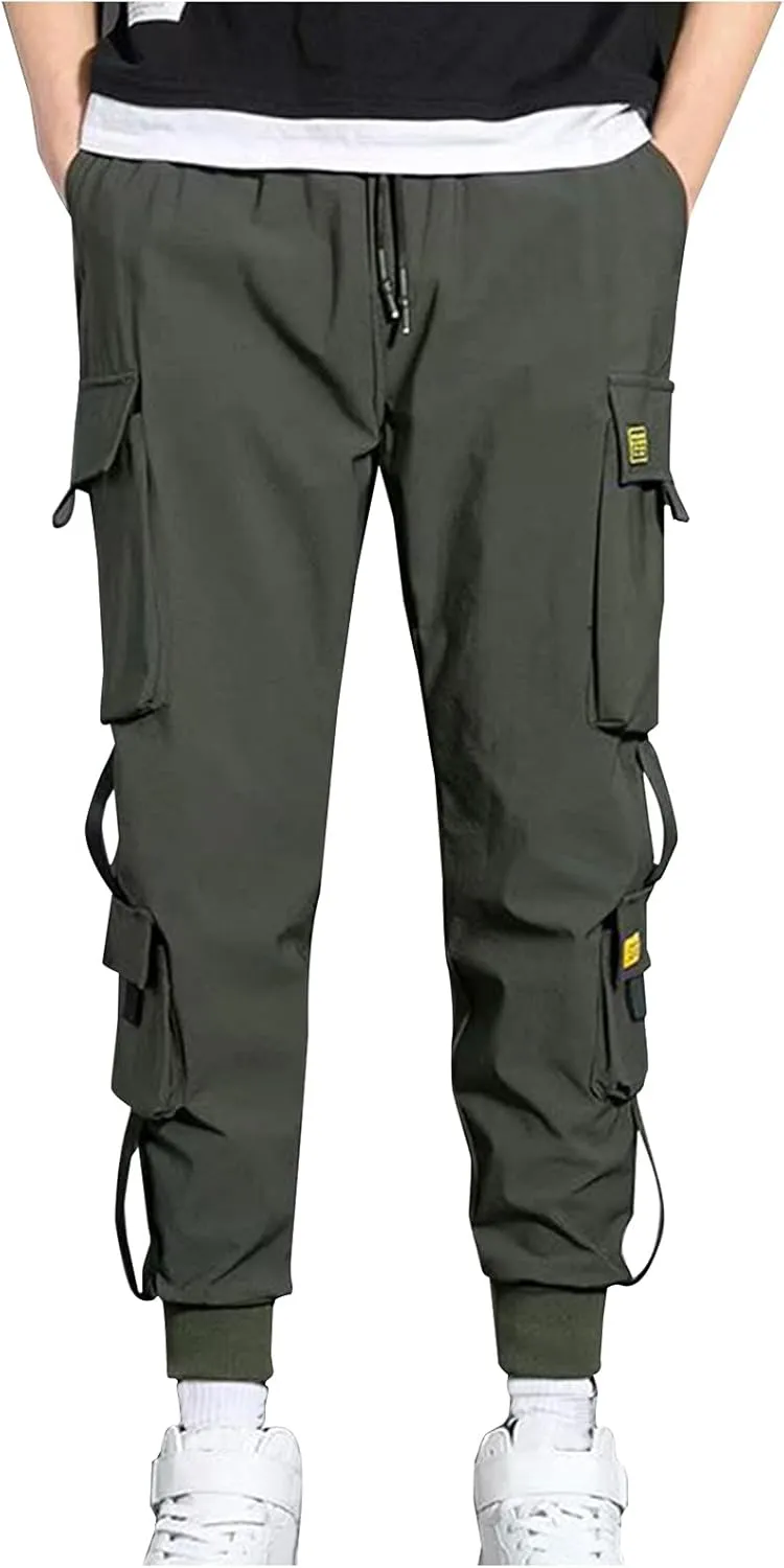 Jogger Pants for Men 2023 Casual Drawstring Elastic Waist Multi Pockets Cargo Pants Loose Beam Feet Sweatpants
