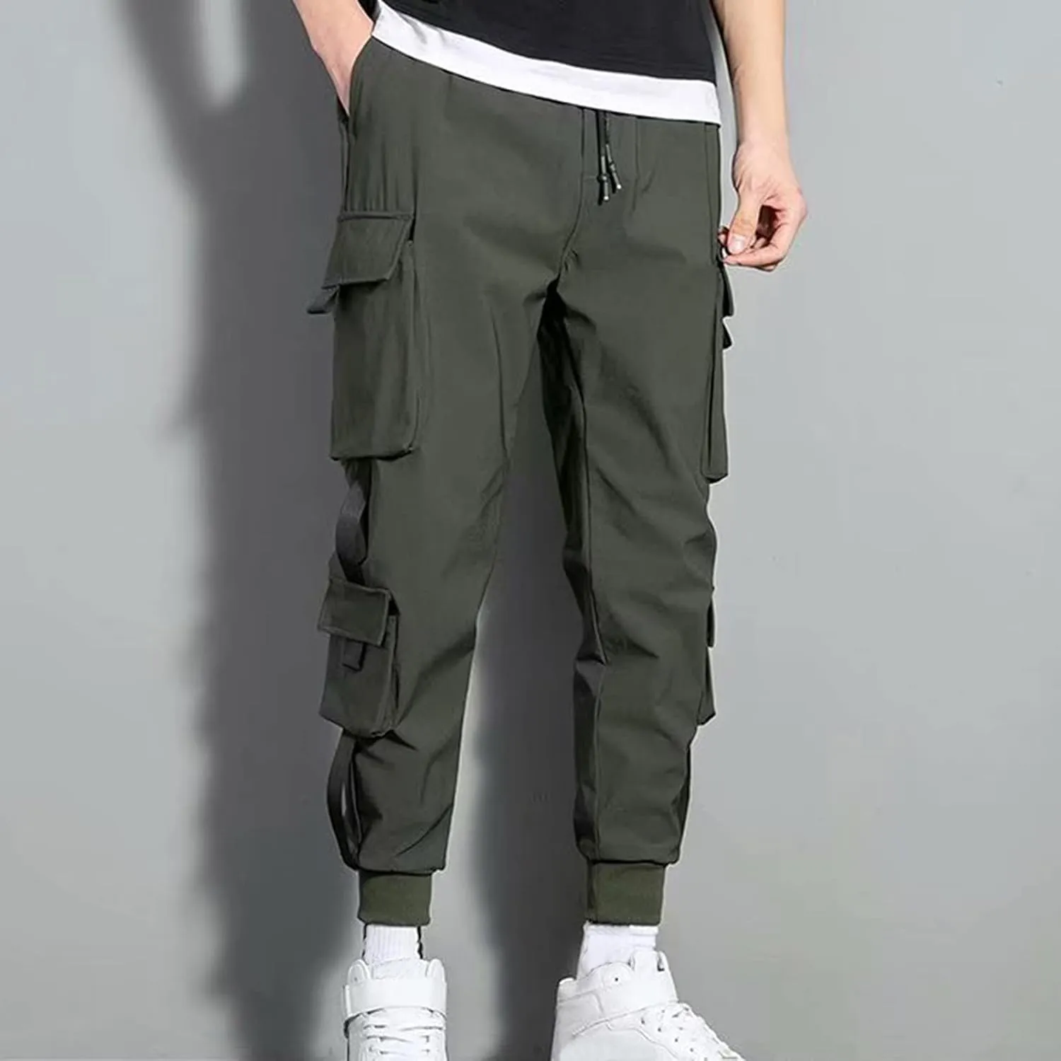 Jogger Pants for Men 2023 Casual Drawstring Elastic Waist Multi Pockets Cargo Pants Loose Beam Feet Sweatpants