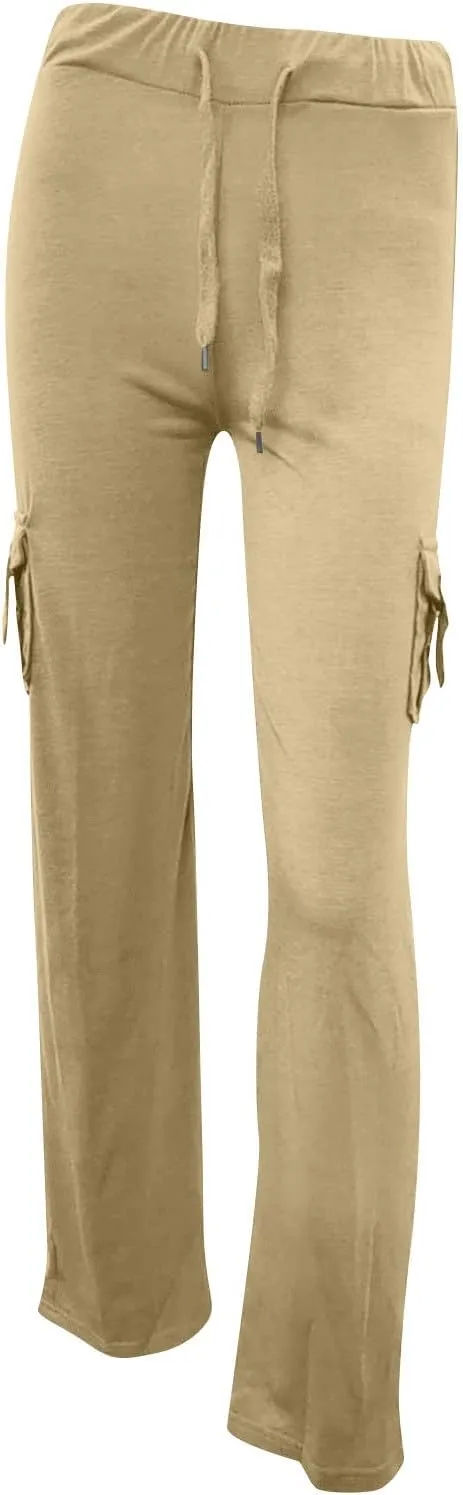 jovati Wide Leg Cargo Pants for Women High Waisted Bootcut Yoga Pants with Pockets Casual Plus Size Strethcy Flare Leggings