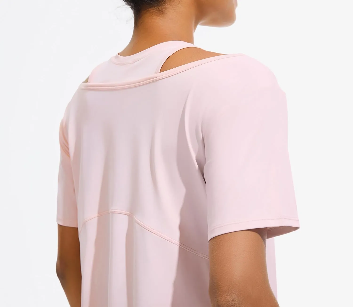JOYSPELS Ice Silk Women's Short Sleeve Workout Shirts Quick Dry Cold Shoulder Loose Fit Athletic Running Tee Tops