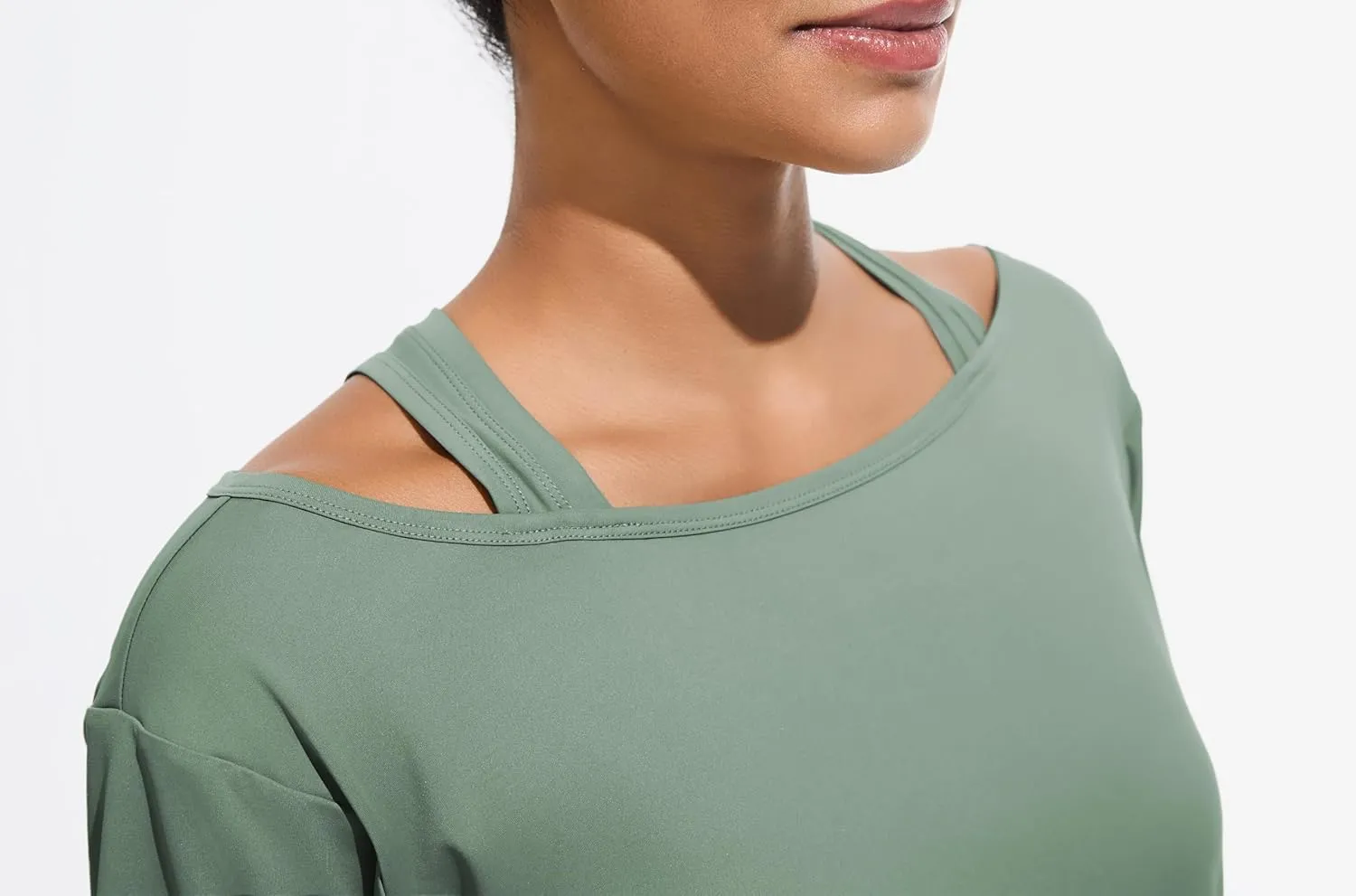 JOYSPELS Ice Silk Women's Short Sleeve Workout Shirts Quick Dry Cold Shoulder Loose Fit Athletic Running Tee Tops