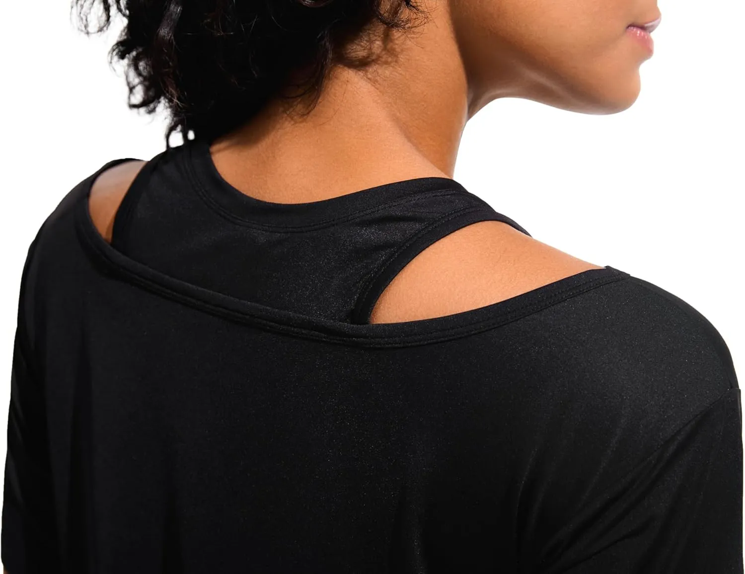JOYSPELS Ice Silk Women's Short Sleeve Workout Shirts Quick Dry Cold Shoulder Loose Fit Athletic Running Tee Tops