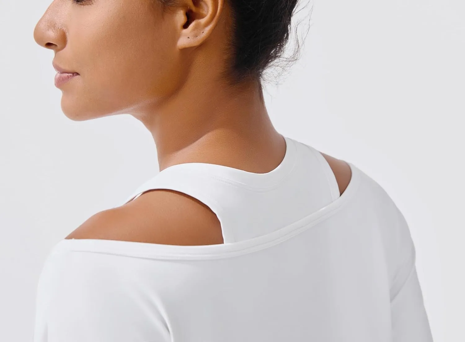 JOYSPELS Ice Silk Women's Short Sleeve Workout Shirts Quick Dry Cold Shoulder Loose Fit Athletic Running Tee Tops