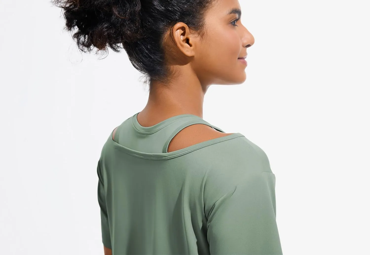 JOYSPELS Ice Silk Women's Short Sleeve Workout Shirts Quick Dry Cold Shoulder Loose Fit Athletic Running Tee Tops