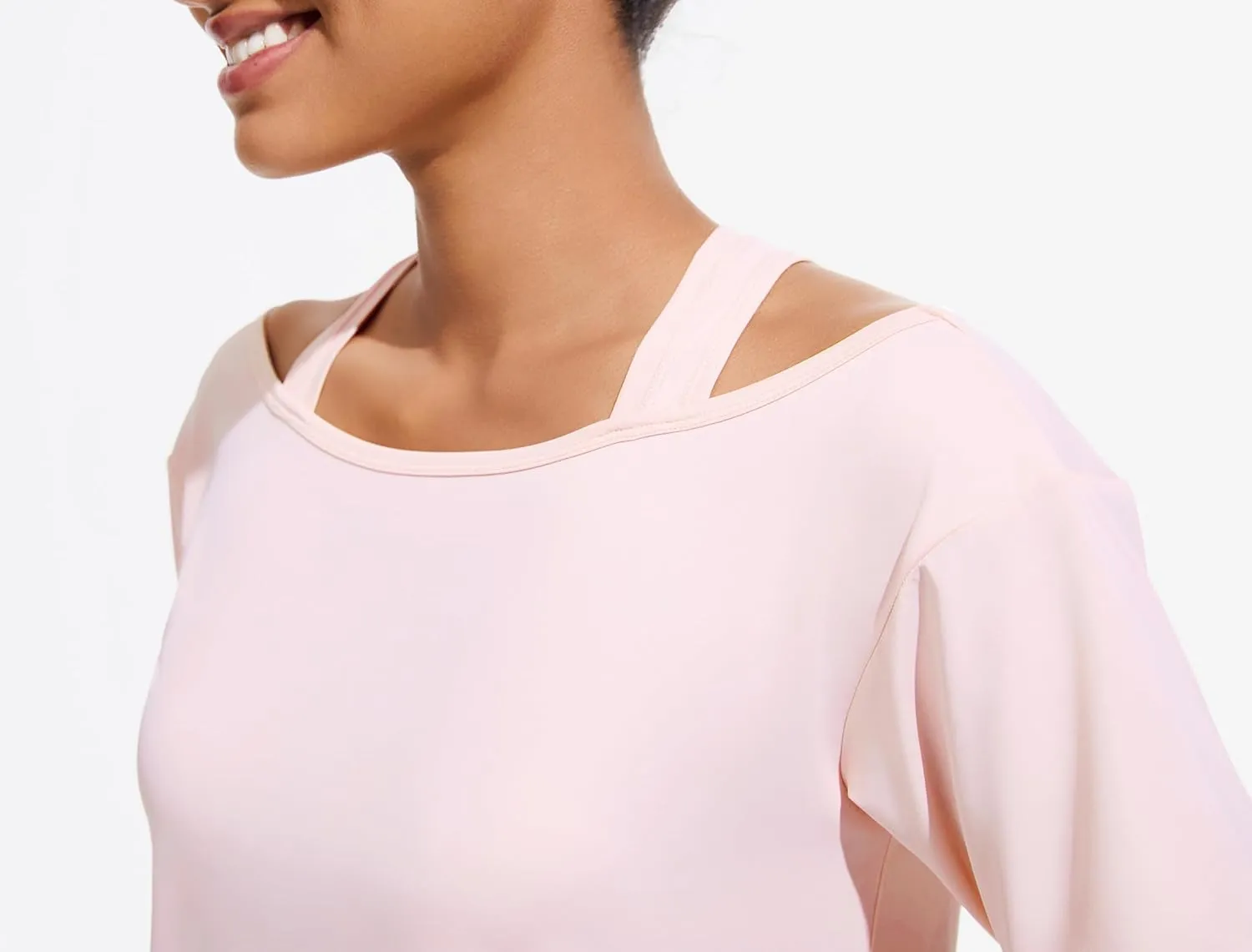 JOYSPELS Ice Silk Women's Short Sleeve Workout Shirts Quick Dry Cold Shoulder Loose Fit Athletic Running Tee Tops