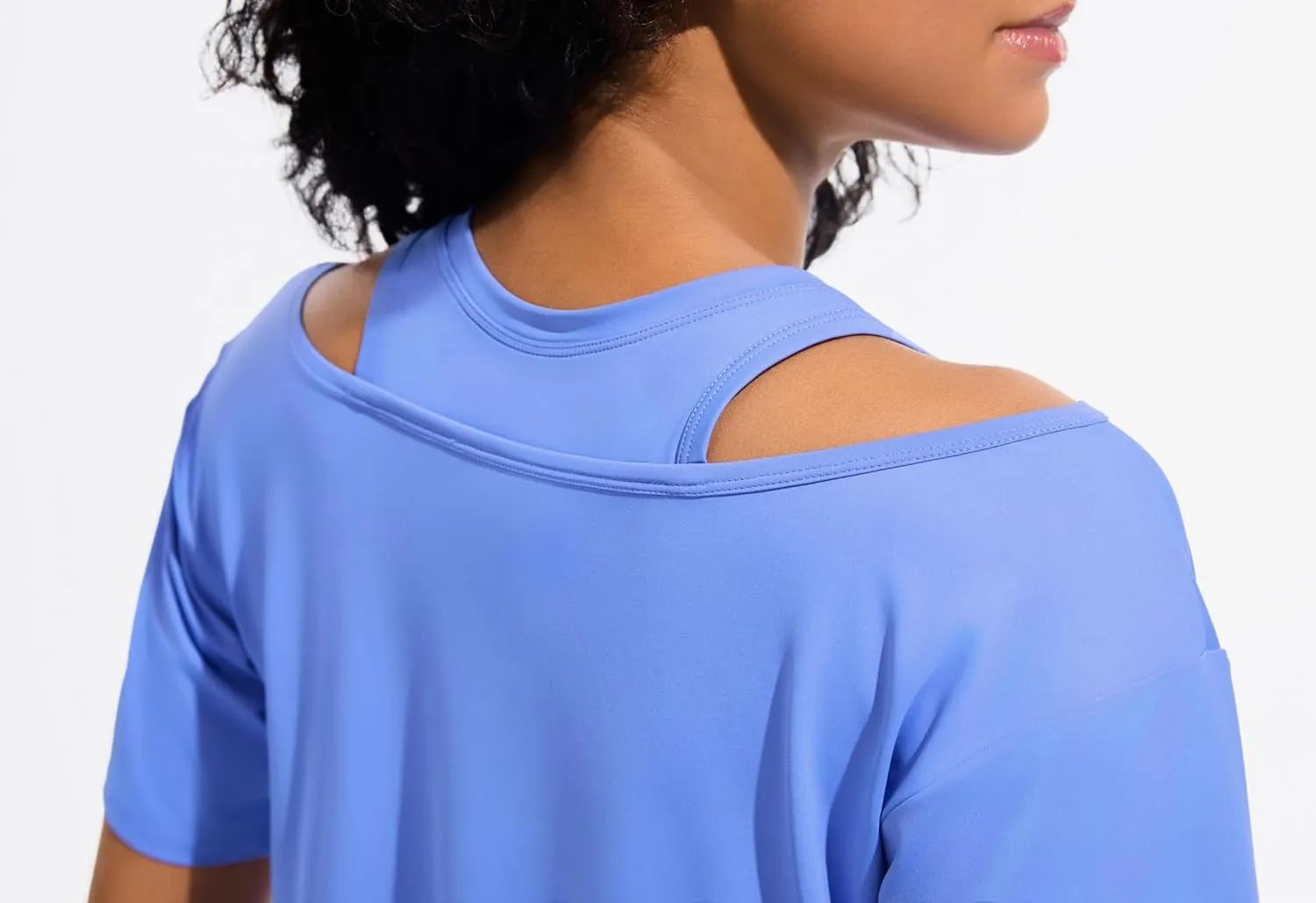 JOYSPELS Ice Silk Women's Short Sleeve Workout Shirts Quick Dry Cold Shoulder Loose Fit Athletic Running Tee Tops