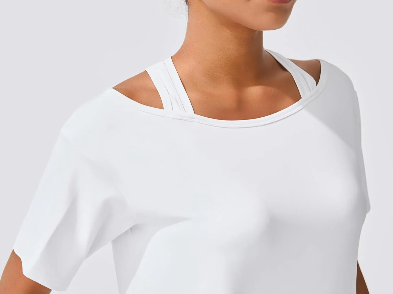 JOYSPELS Ice Silk Women's Short Sleeve Workout Shirts Quick Dry Cold Shoulder Loose Fit Athletic Running Tee Tops