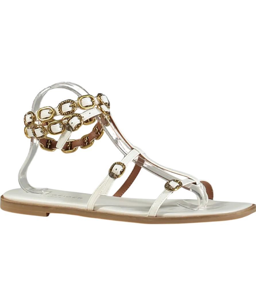Kurt Geiger White Regent Flat Gladiator Sandals UK 8 EU 41 