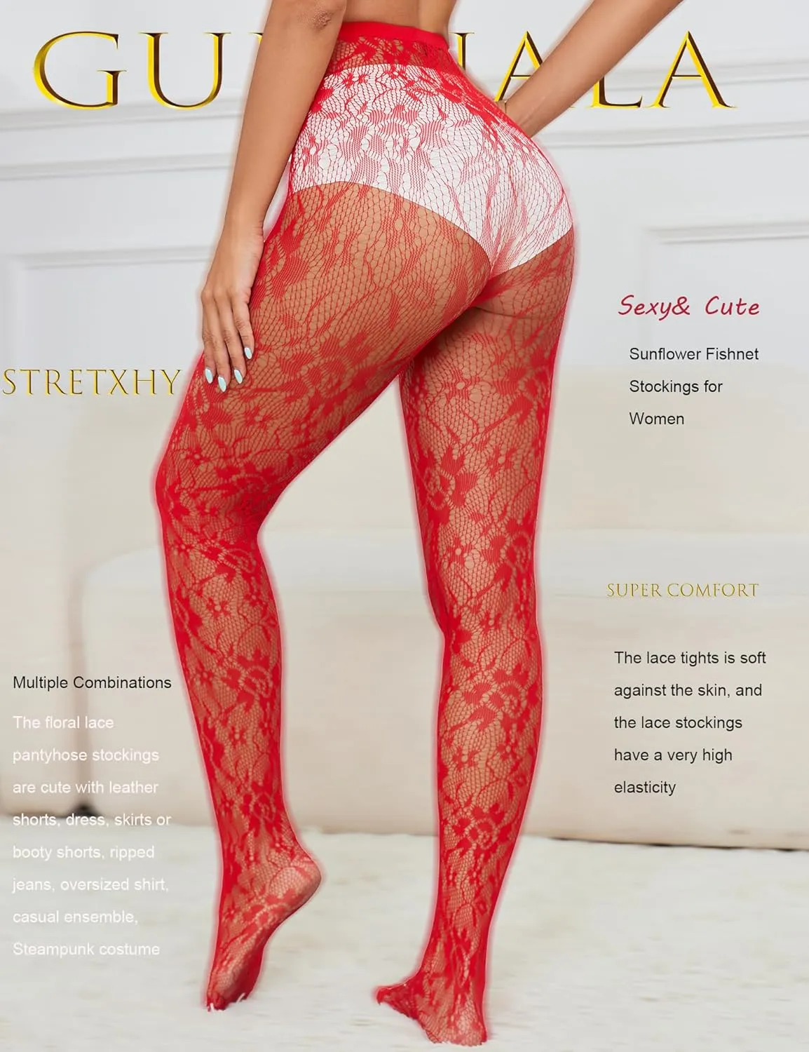Lace Tights Lace Stockings Sunflower Fishnet Stockings for Women Leggings Floral Pantyhose
