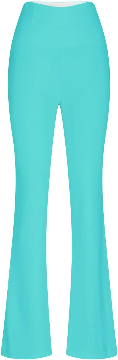 Ladies Flare Leg Yoga Pants High Waist Stretch Solid Color Trousers Bell Bottom Stylish Leggings Workout Gym Tights