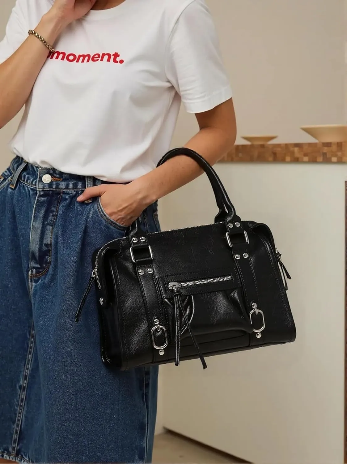 Leather Tote Bag for Women Vintage Hobo Western Crossbody Shoulder Bag Trendy Anti-thief Lady Purses Handbags