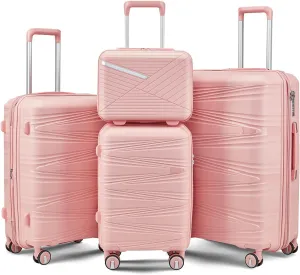 Lightweight Expandable Luggage Sets with TSA Lock | 4 Piece Suitcase with Spinner Wheels for Travel | 14/20/24/28 Inch Carry On Luggage Sets for Women Men