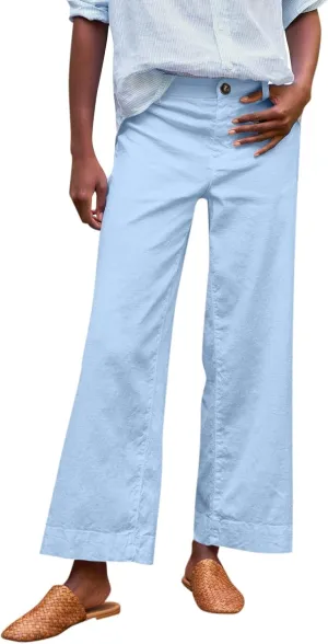 Linen Pants for Women, Linen Women's Straight Leg Casual Pants Peasant Summer