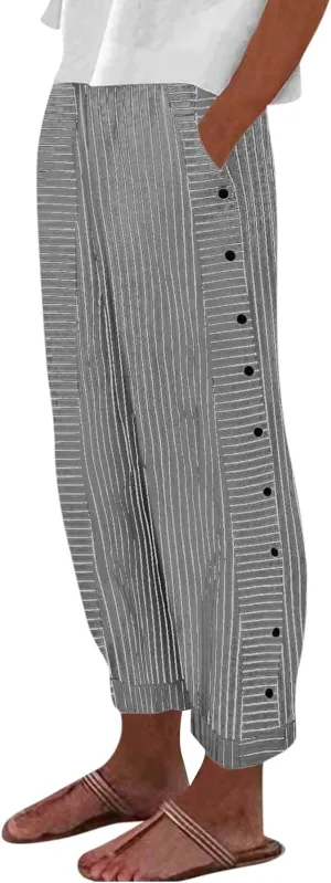 Linen Pants for Women, Peasant Pants Casual Straight Leg Linen Breathable Lounge