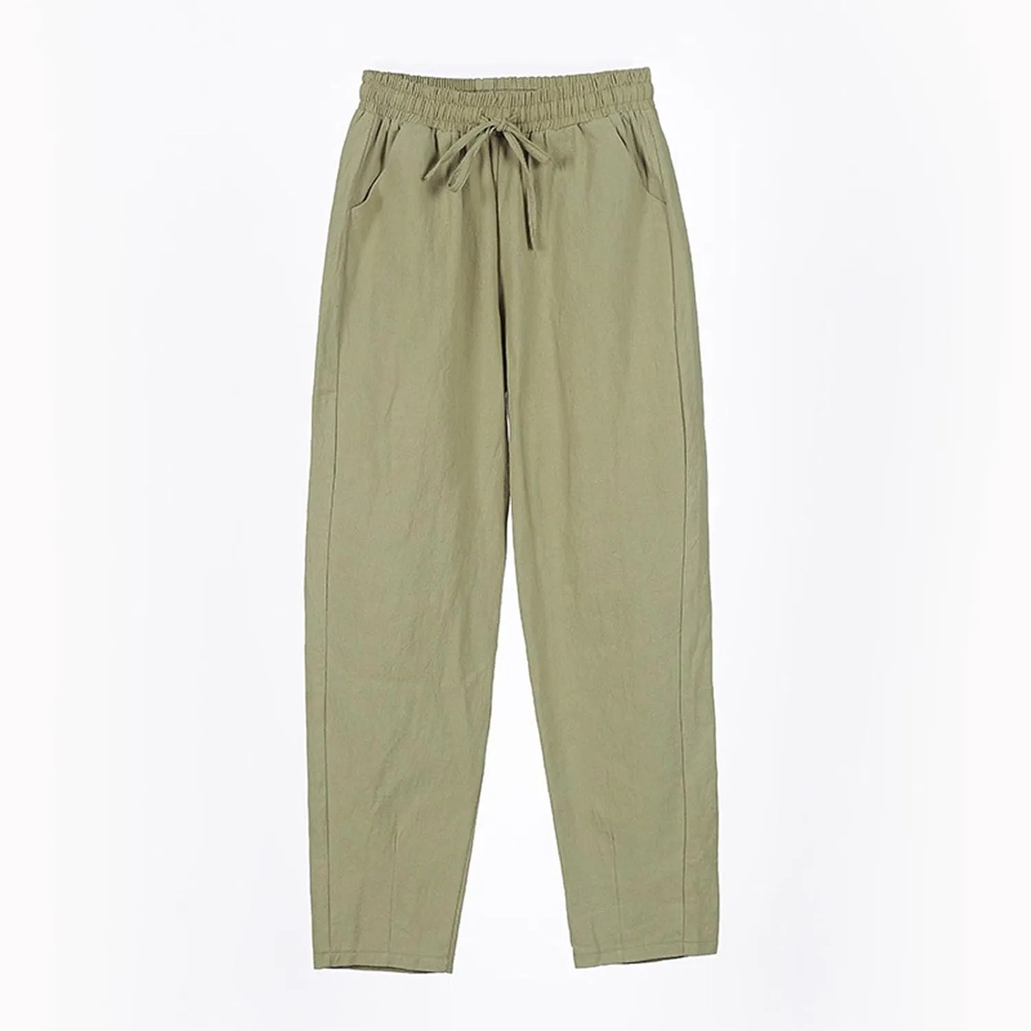 Linen Pants for Women, Straight Leg Peasant Pants Plus Size Casual Linen