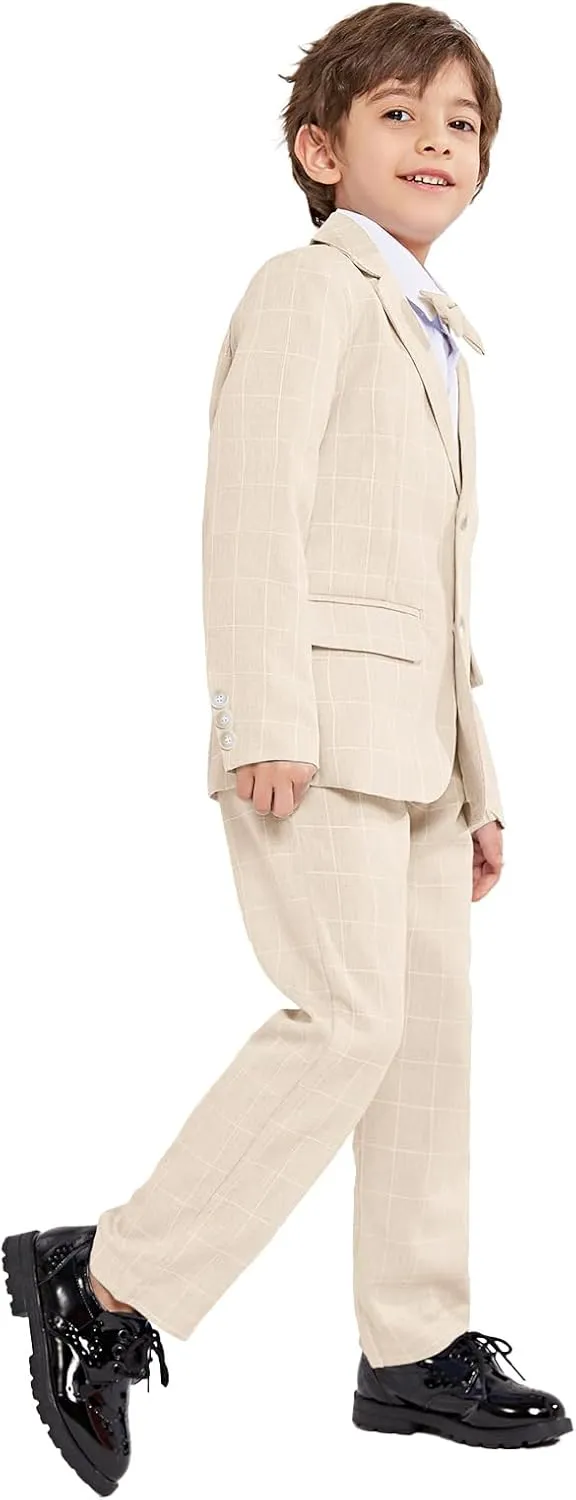 LOLANTA Boys Suit Wedding Ring Bearer Outfit Kids Suit Set, Blazer Pants Bow Tie Dress Clothes Formal Wear