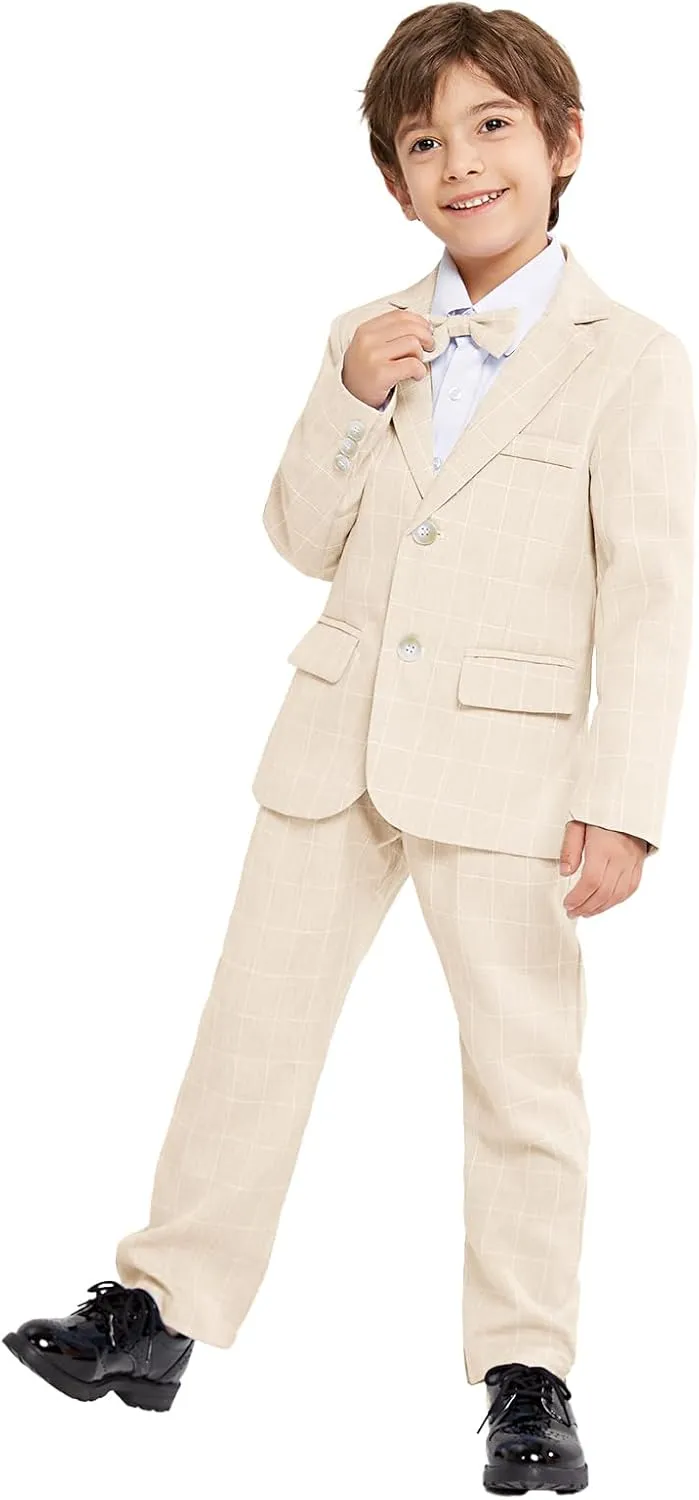 LOLANTA Boys Suit Wedding Ring Bearer Outfit Kids Suit Set, Blazer Pants Bow Tie Dress Clothes Formal Wear