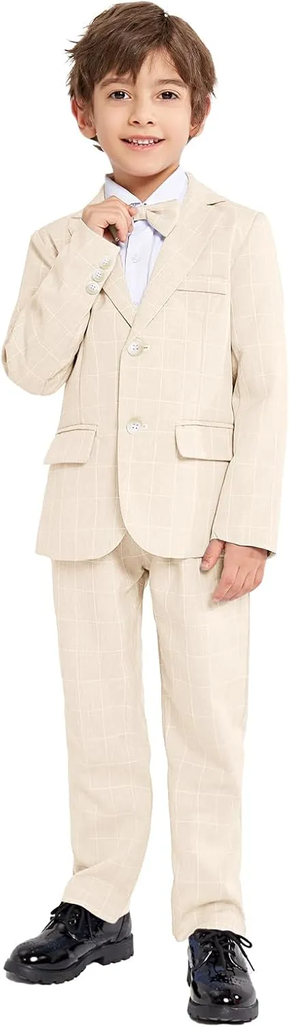 LOLANTA Boys Suit Wedding Ring Bearer Outfit Kids Suit Set, Blazer Pants Bow Tie Dress Clothes Formal Wear
