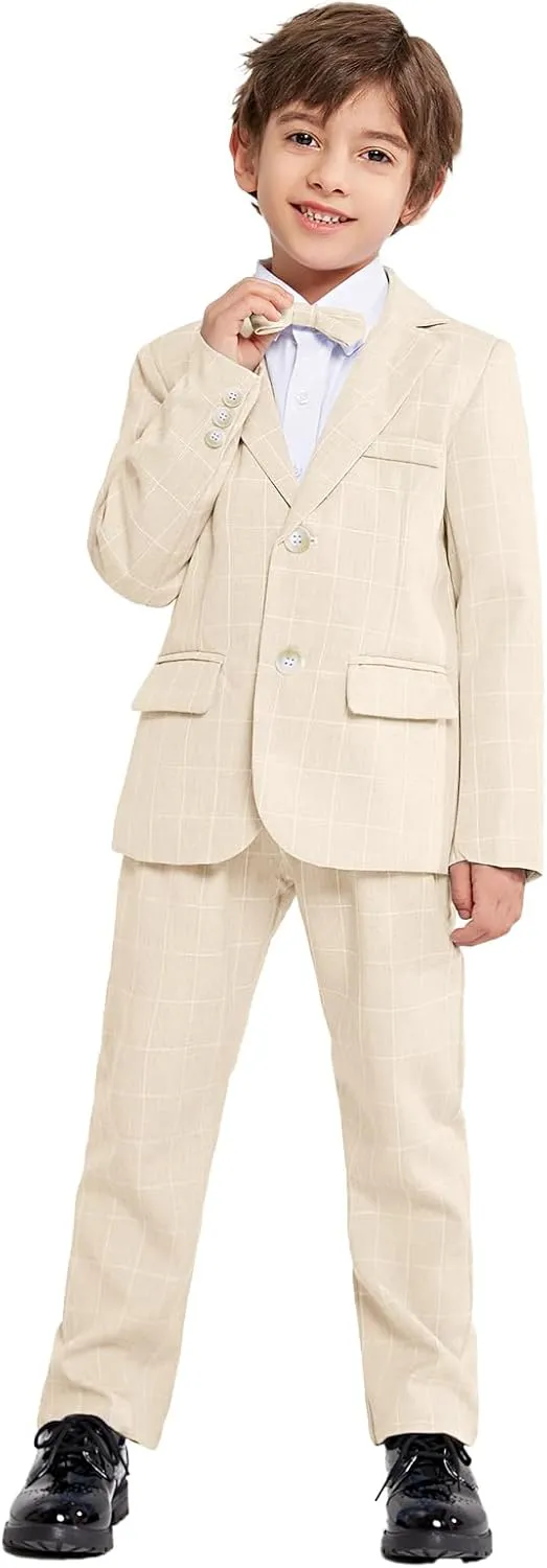 LOLANTA Boys Suit Wedding Ring Bearer Outfit Kids Suit Set, Blazer Pants Bow Tie Dress Clothes Formal Wear
