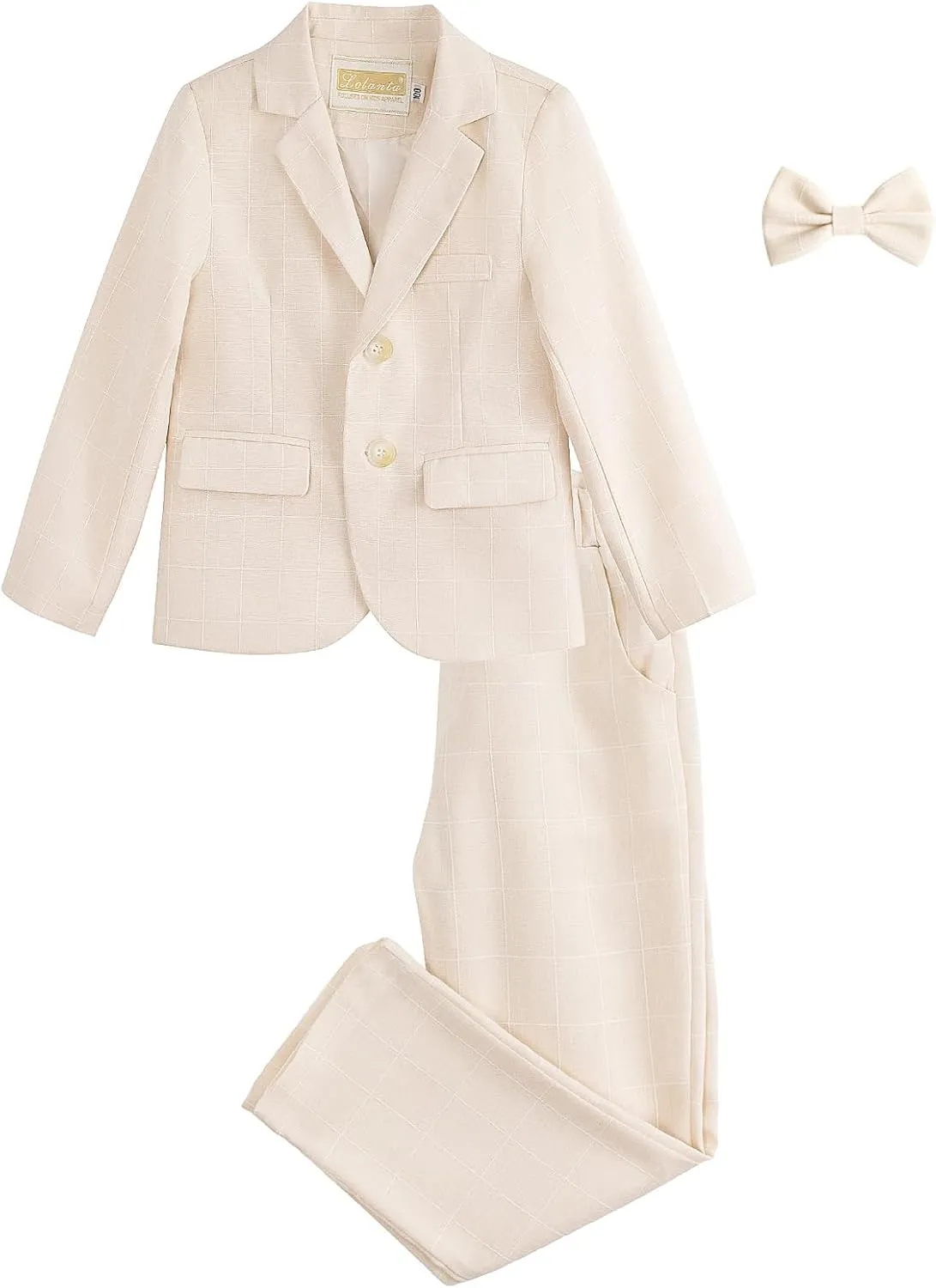 LOLANTA Boys Suit Wedding Ring Bearer Outfit Kids Suit Set, Blazer Pants Bow Tie Dress Clothes Formal Wear