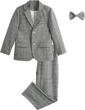 LOLANTA Boys Suit Wedding Ring Bearer Outfit Kids Suit Set, Blazer Pants Bow Tie Dress Clothes Formal Wear