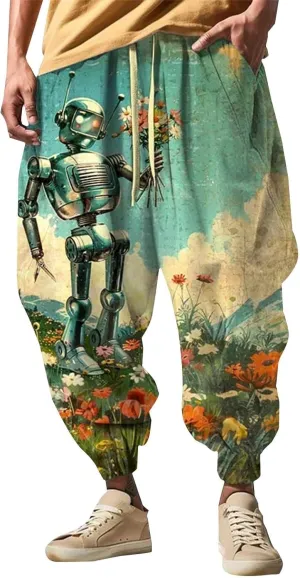 Low Crotch Sweats Print Fashion Street Feel Casual Sweatpants Men Harem Pants Japanese Pants Men Pants
