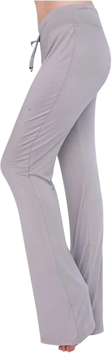 LRMQS Womens Wide Leg Yoga Leggings Drawstring Elastic High Waist Gym Sports Tights Pant Workout Casual Loose Trousers