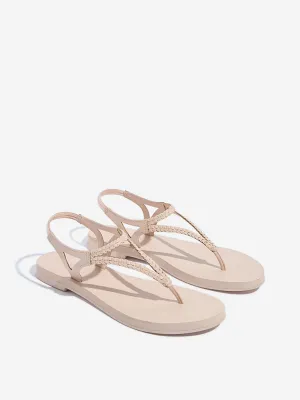 LUNA BLU Light Pink Braided Thong-Strap Sandals