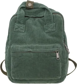 Makukke Small Corduroy Backpack Purse for Women - Vintage Mini Fashion Casual Aesthetic Backpack, Green