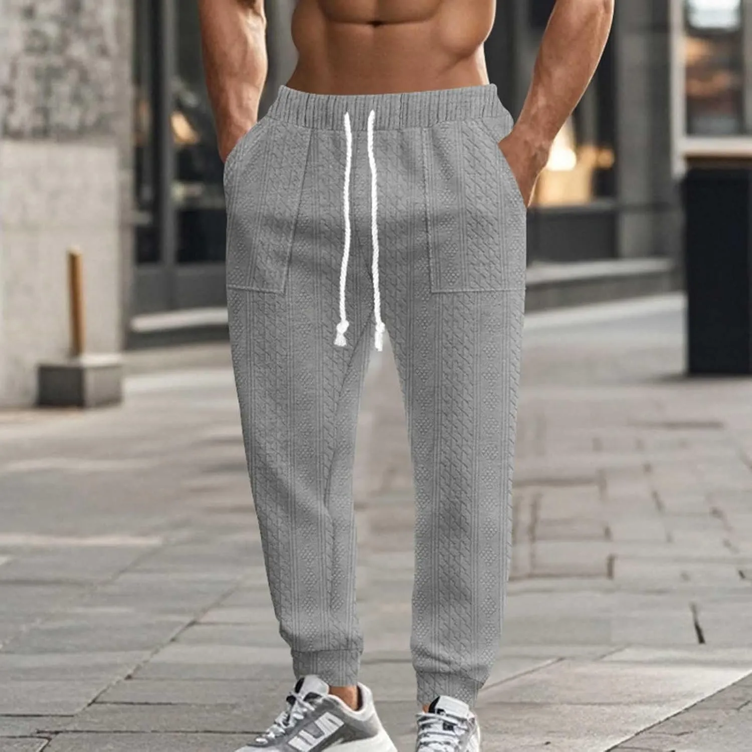 Men Slim Fit Cargo Pants Casual Outdoor Hiking Pants for Men Athletic Joggers Sweatpants Hiking Drawstring Sweatpants